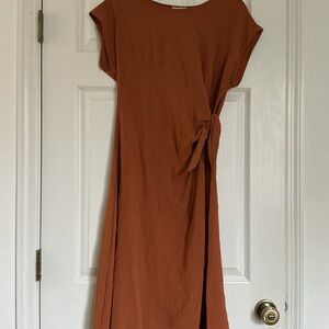 See You Monday Brown Asymmetrical Wrap Dress